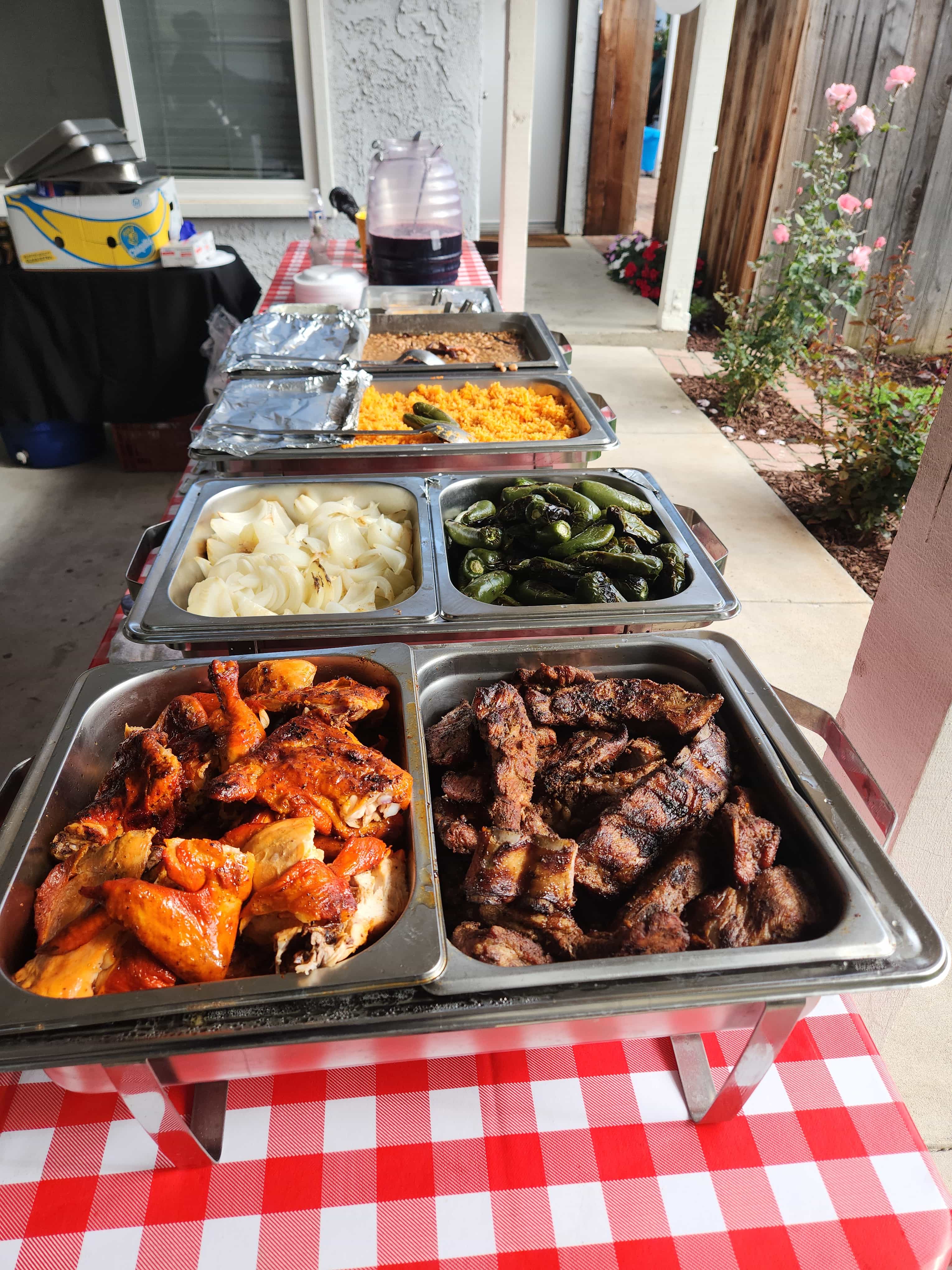 Chicken, ribs, and roast beef