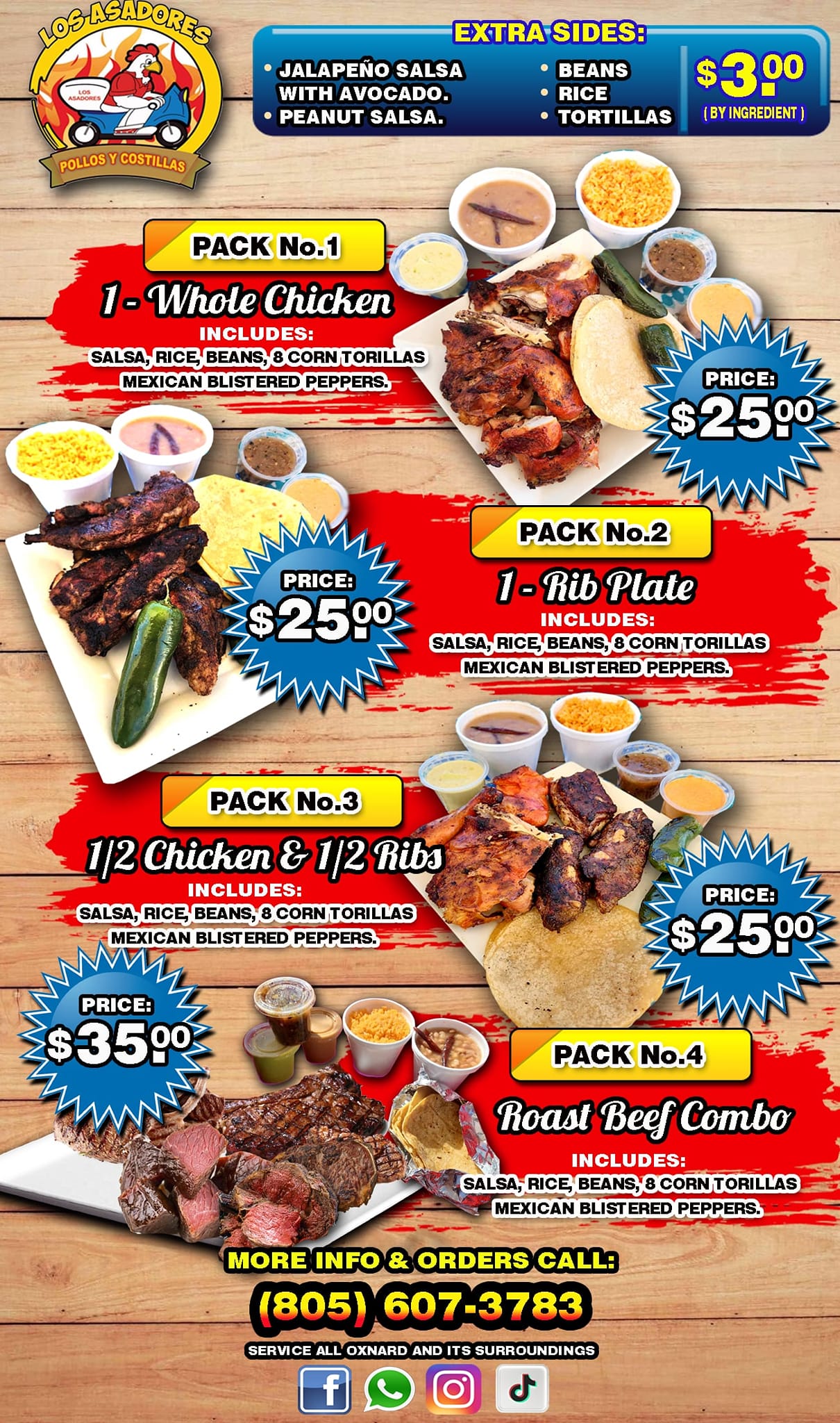 Chicken, ribs, and roast beef